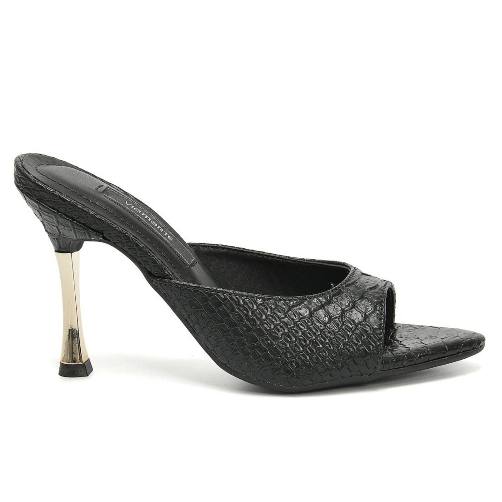 Tamanco Mule Via Marte Bico Folha Feminino Preto