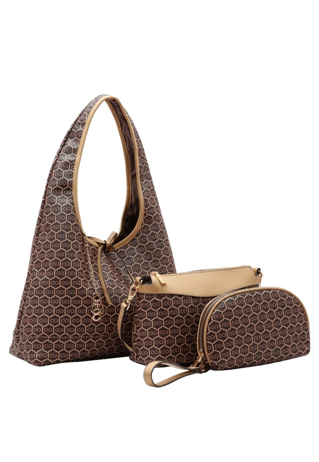 Bolsa Feminina Chenson New Monograma Dupla Face Kit 3 Peças 3485429 Café