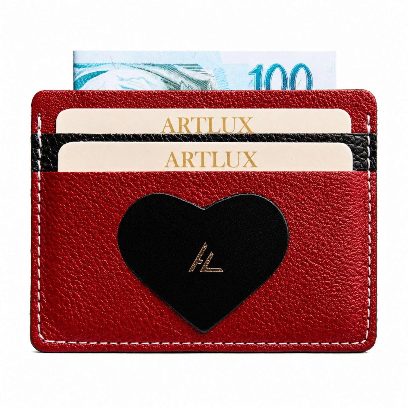 Porta Cartões e CNH em Couro Black Heart Artlux 3094 Vermelho