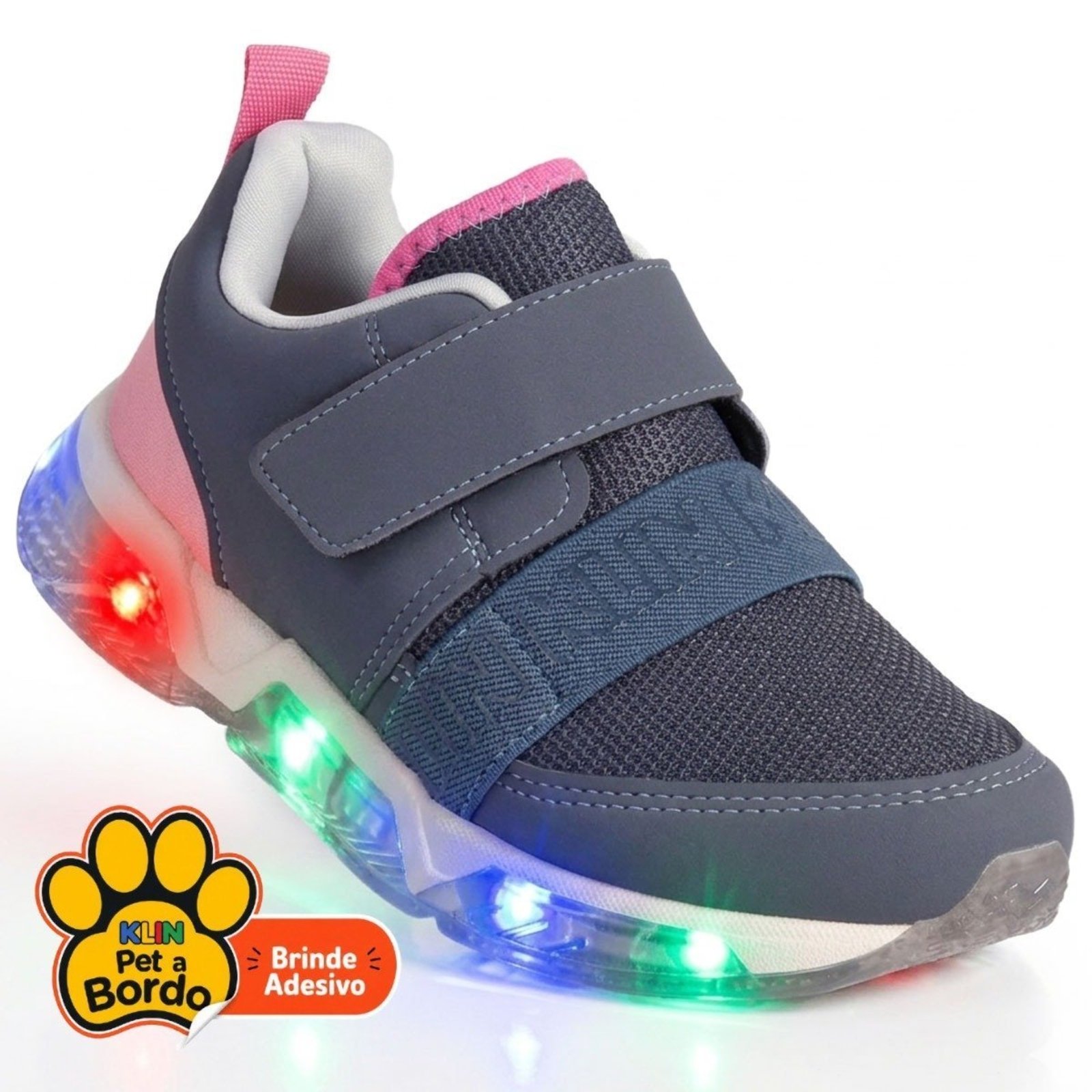 Infantil - Tênis Klin Light Menina com LED - Chumbo
