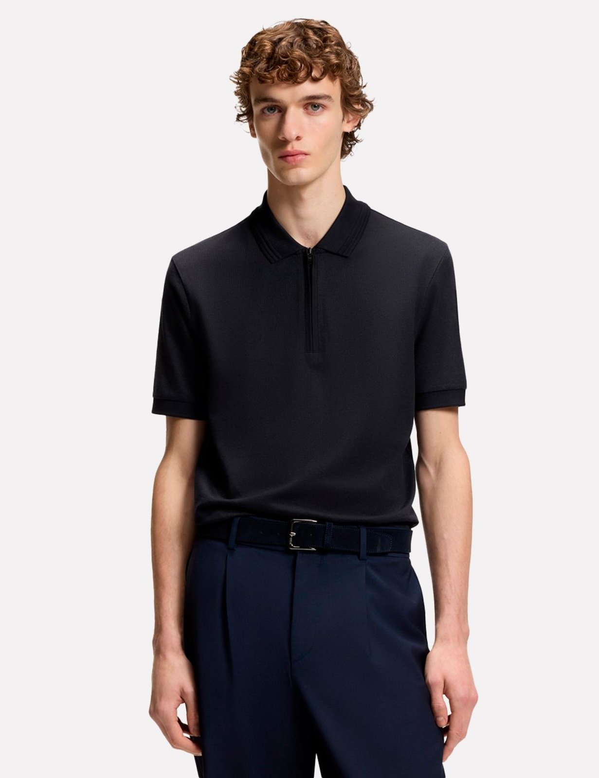 Polo Hugo Boss Masculina Regular H-Paras 70 Azul Marinho