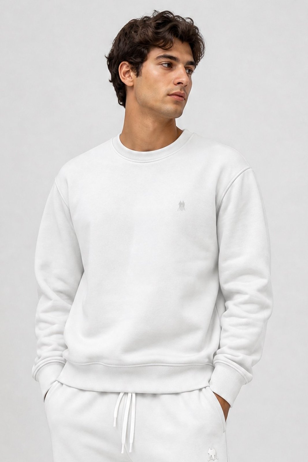 Blusa Moletom Confortável Gola Careca Polo Wear Branco