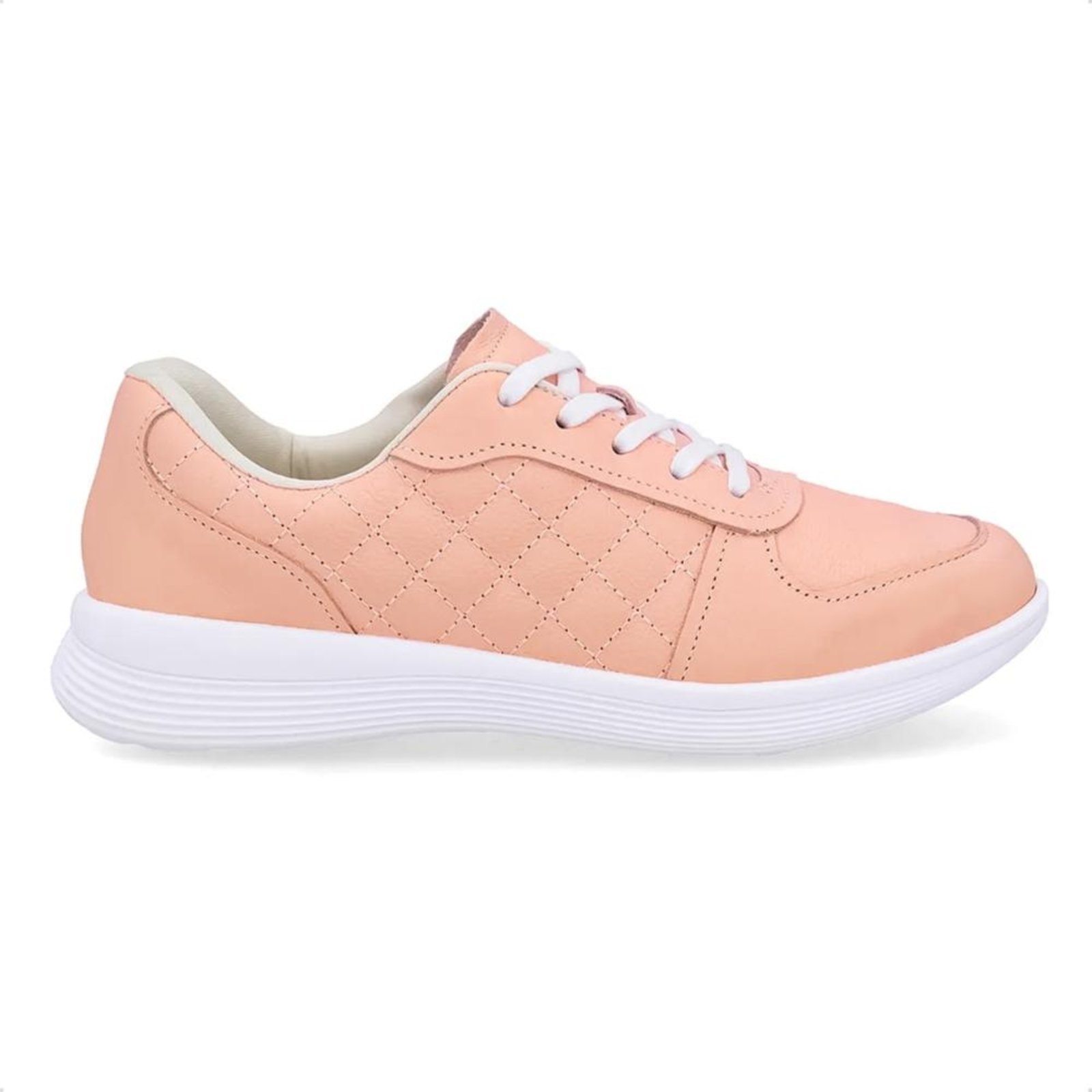 Tênis Usaflex Feminino Matelassê Couro Casual UD02003 Rosa