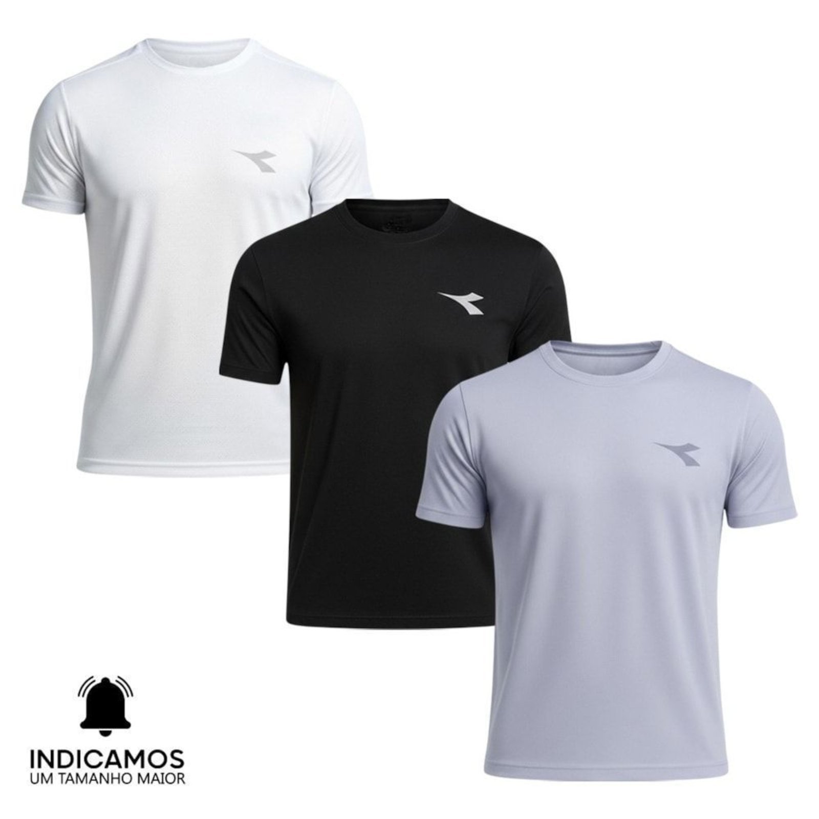 Kit 3 Camisetas Diadora Small Logo Masculina - Branco - diadora
