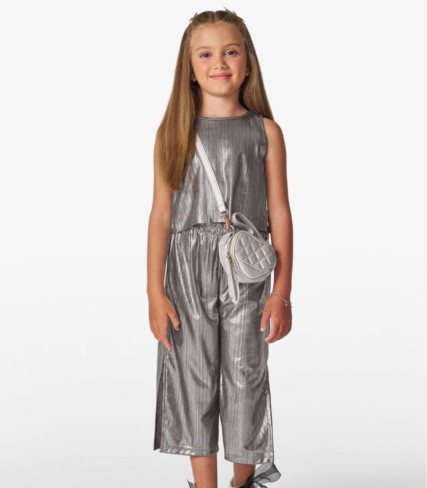 Infantil - Conjunto Feminino Blusa com Pantacourt Trick Nick Cinza