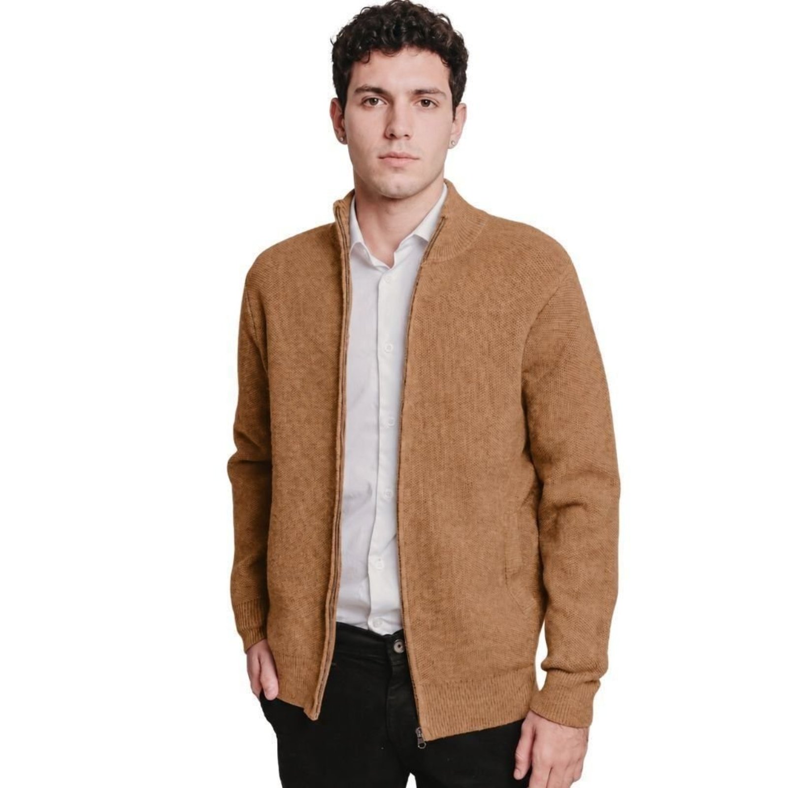 Casaco Suéter Modal Dunialin Caramelo 1345 - Caramelo - Dunialin