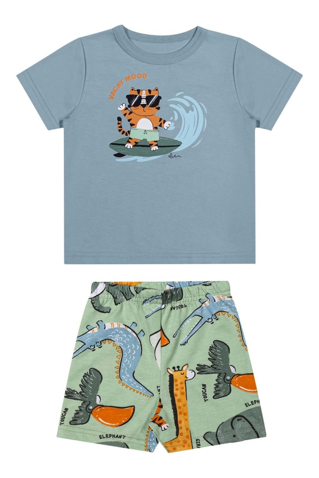 Infantil - Conjunto Menino Tigre Surfista Elian Azul