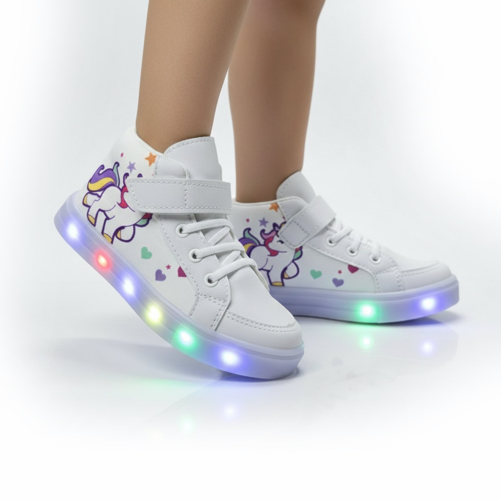 Vista 3 Infantil - Tenis Feminino de Led Botinha Unicornio Meninas Calce Facil CALCADOS LGHT LIGHT preto CALCADOS LGHT LIGHT preto