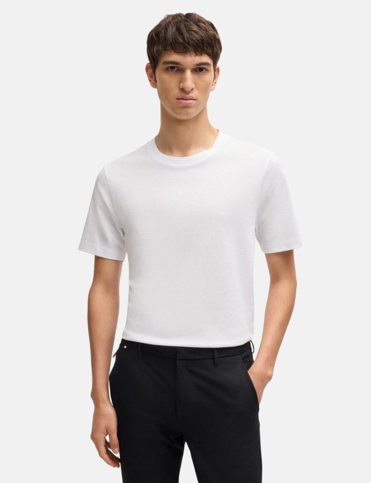 Vista 2 Camiseta Hugo Boss Masculina Regular Tiburt 240 Branca branco Hugo Boss branco