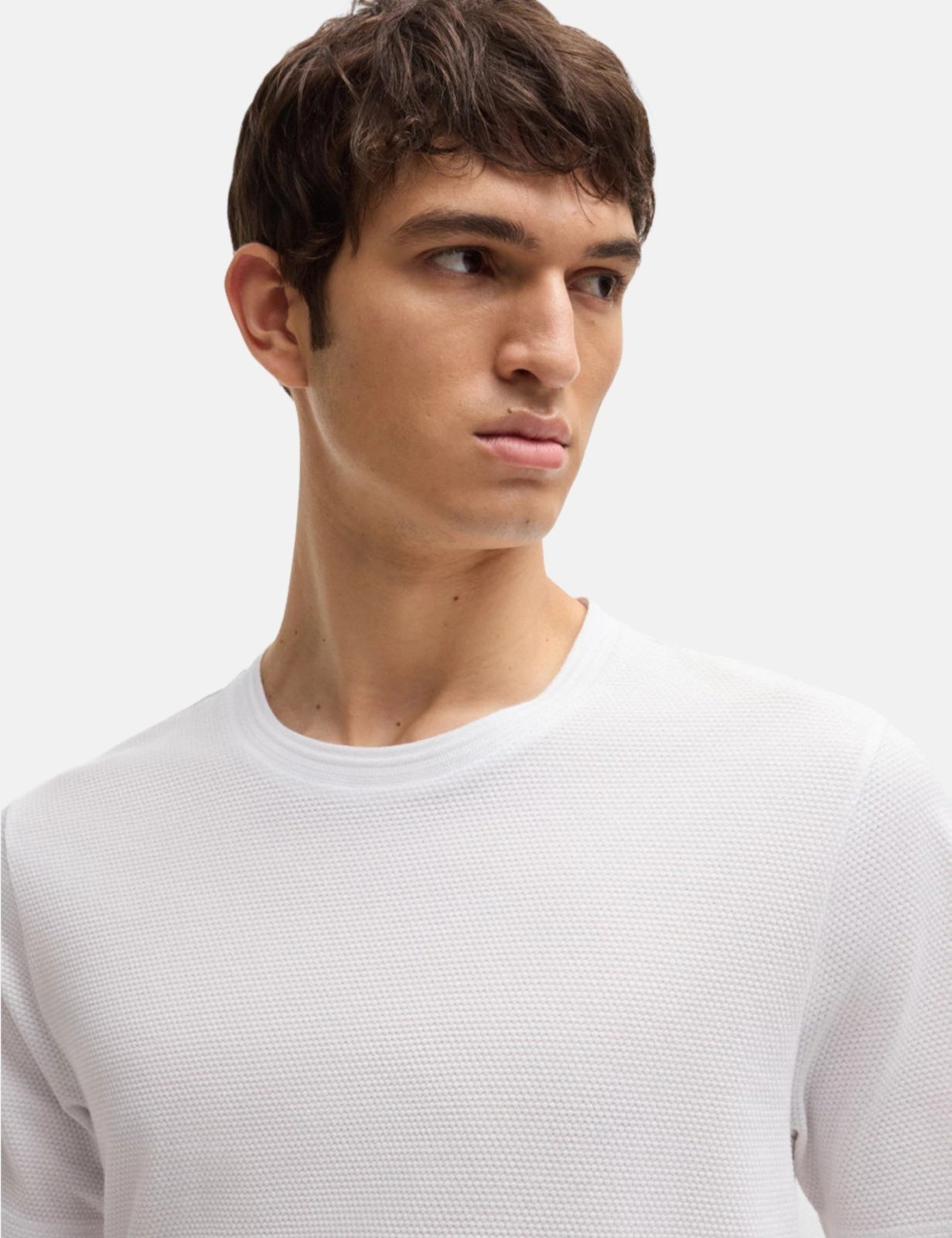 Vista 3 Camiseta Hugo Boss Masculina Regular Tiburt 240 Branca branco Hugo Boss branco