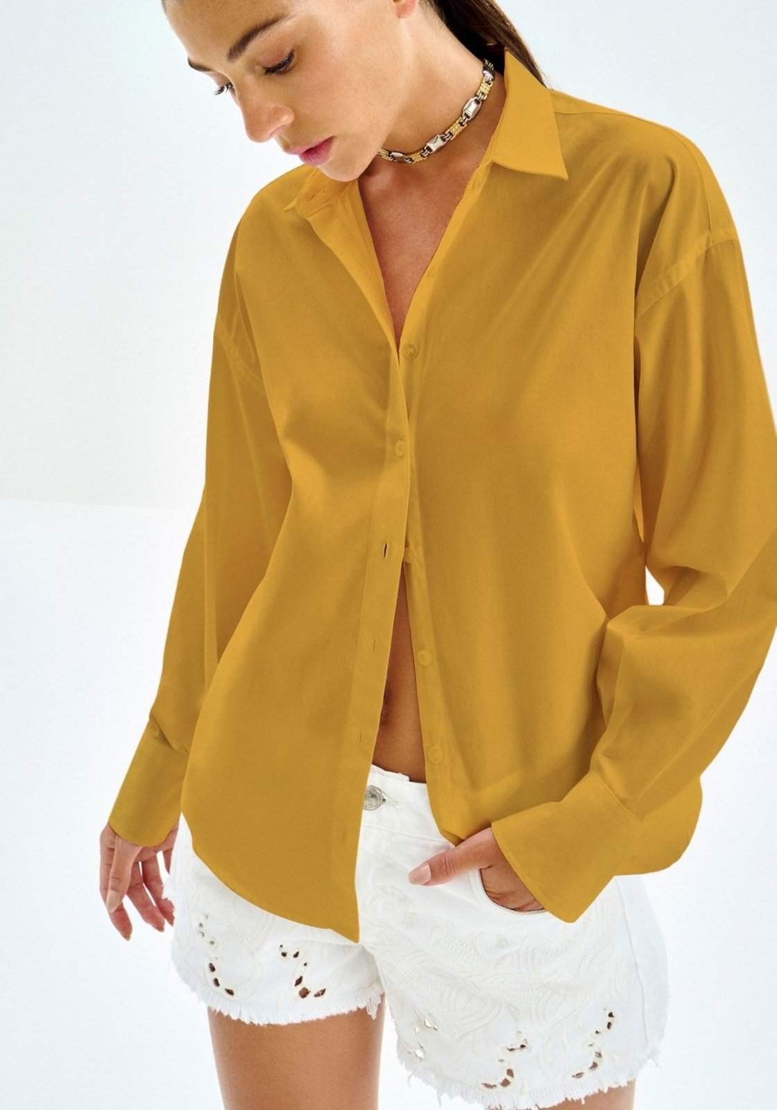 Camisa Manga Longa Alfaiataria em Tricoline