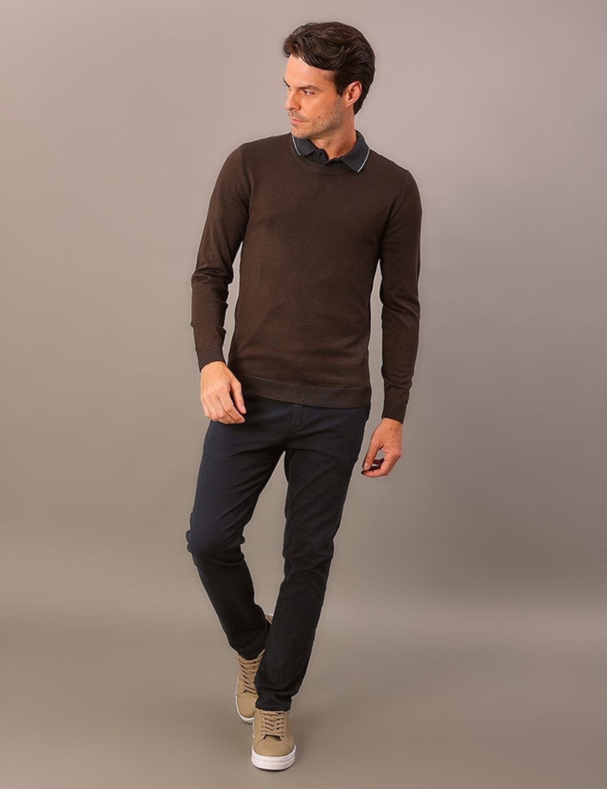 Tricot Masculino Decote Redondo Calvin Klein - Cafe Calvin Klein Jeans