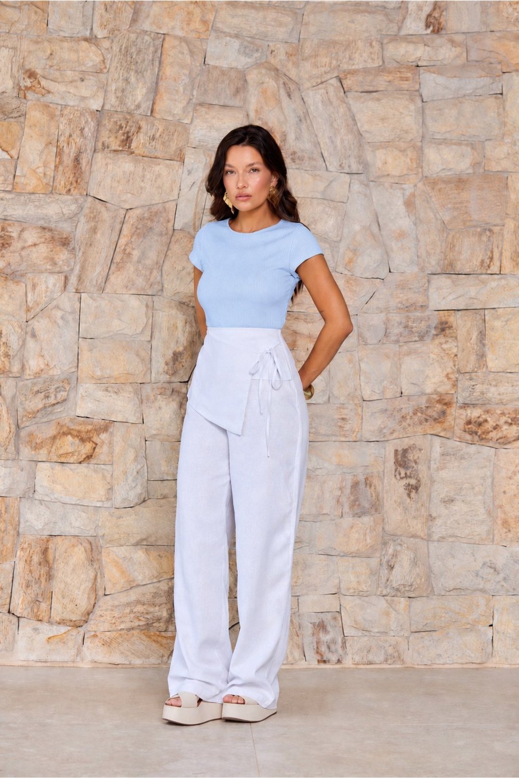 Blusa Malha Skin Azul Celeste