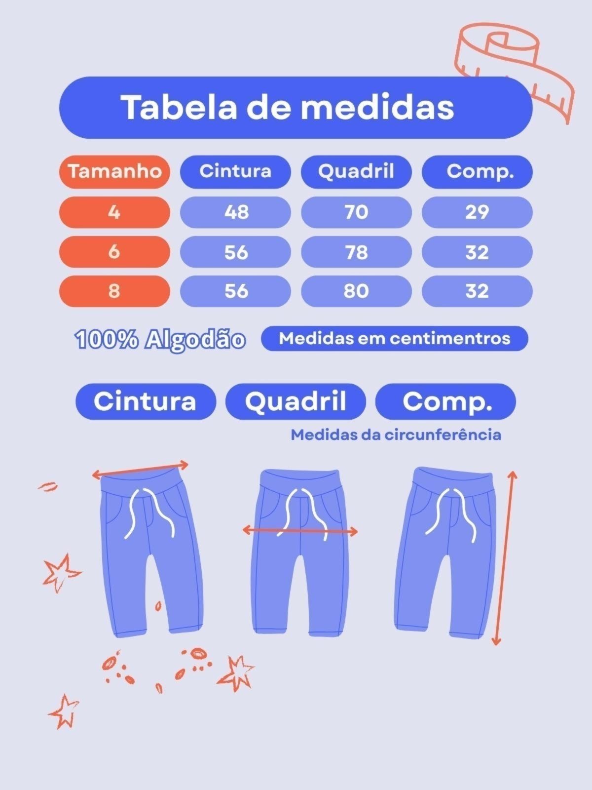 Vista 3 Infantil - Shorts Jeans Crawling Feminino Jogger Azul c/ Cordão jeans azul Crawling jeans azul