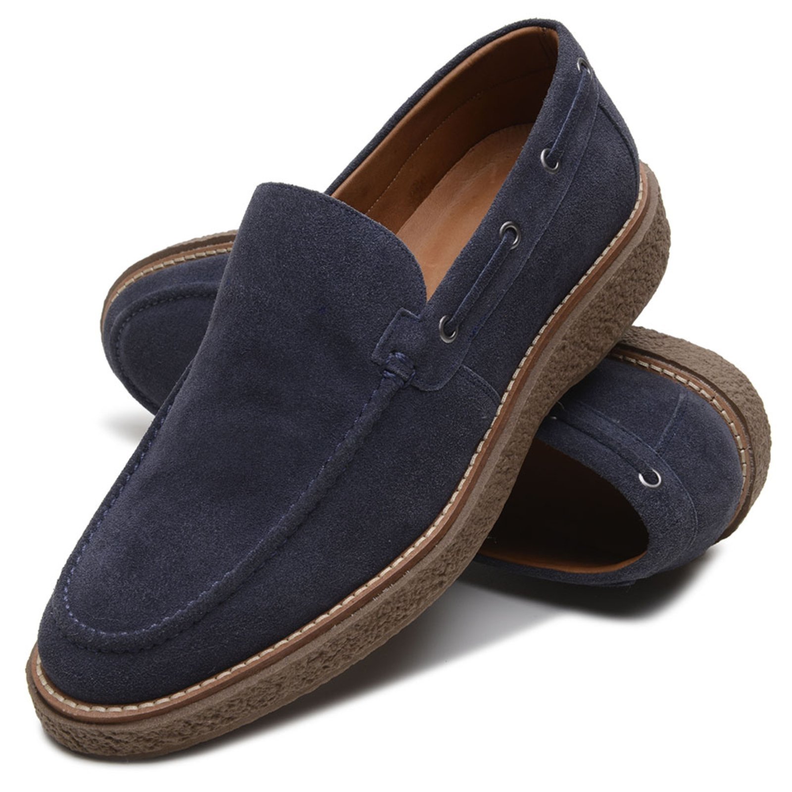 Sapato Dockside Masculino Veritimo Slip On Em Couro Casual Sofisticado Camurça Conforto Azul