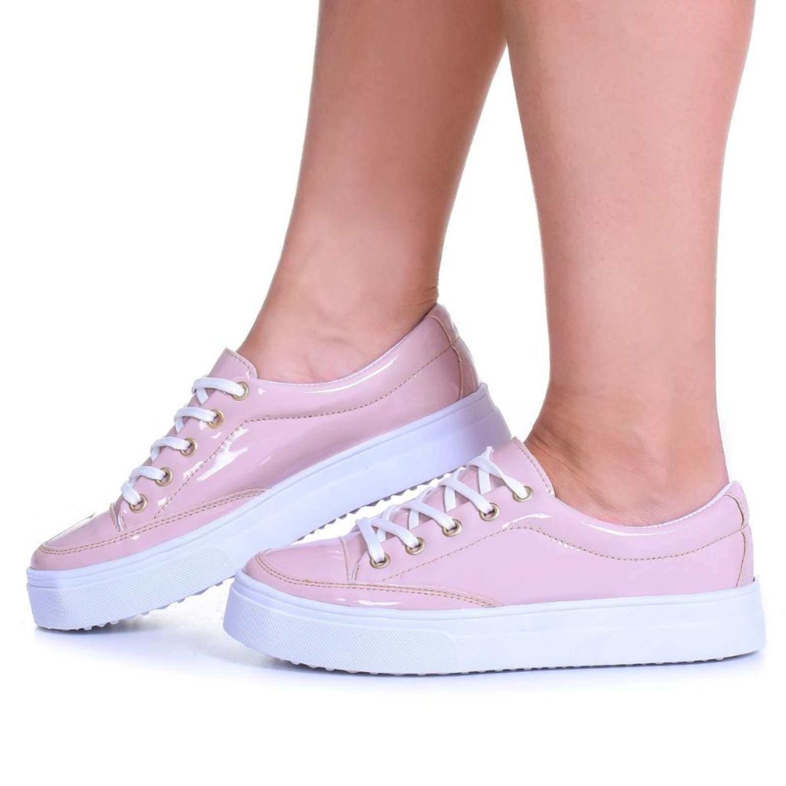 Tênis Feminino Casual Flatform Nude