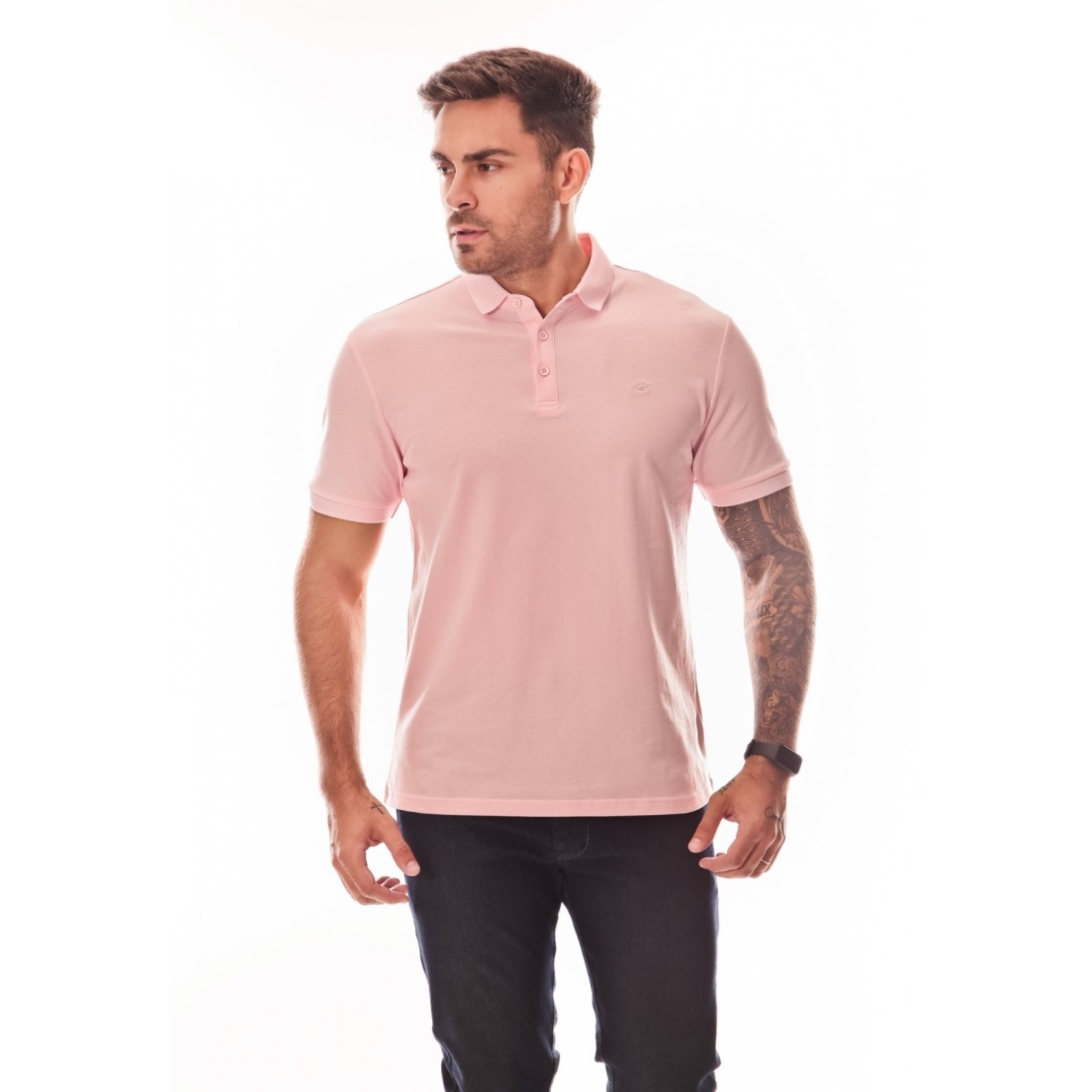 Vista 2 Camisa Básica Polo Masculina Crocker branco Crocker branco