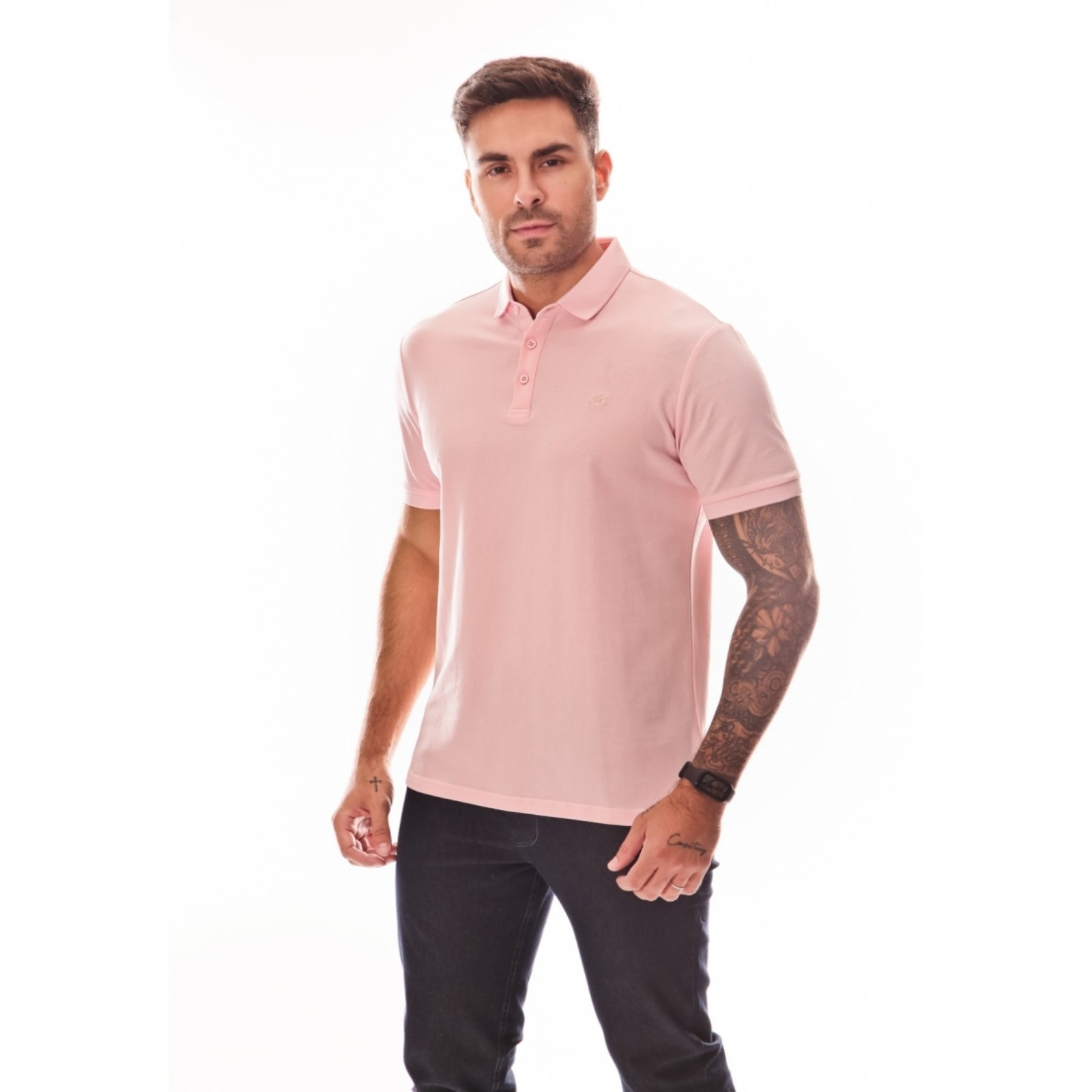 Vista 3 Camisa Básica Polo Masculina Crocker branco Crocker branco