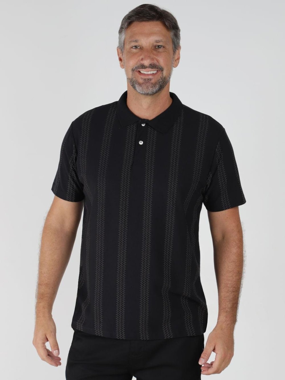 Polo Manga Curta Masculina PRETO