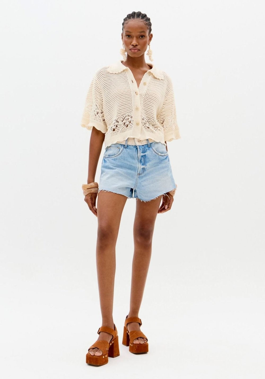 Short Jeans Relaxed De Cintura Alta Lança Perfume