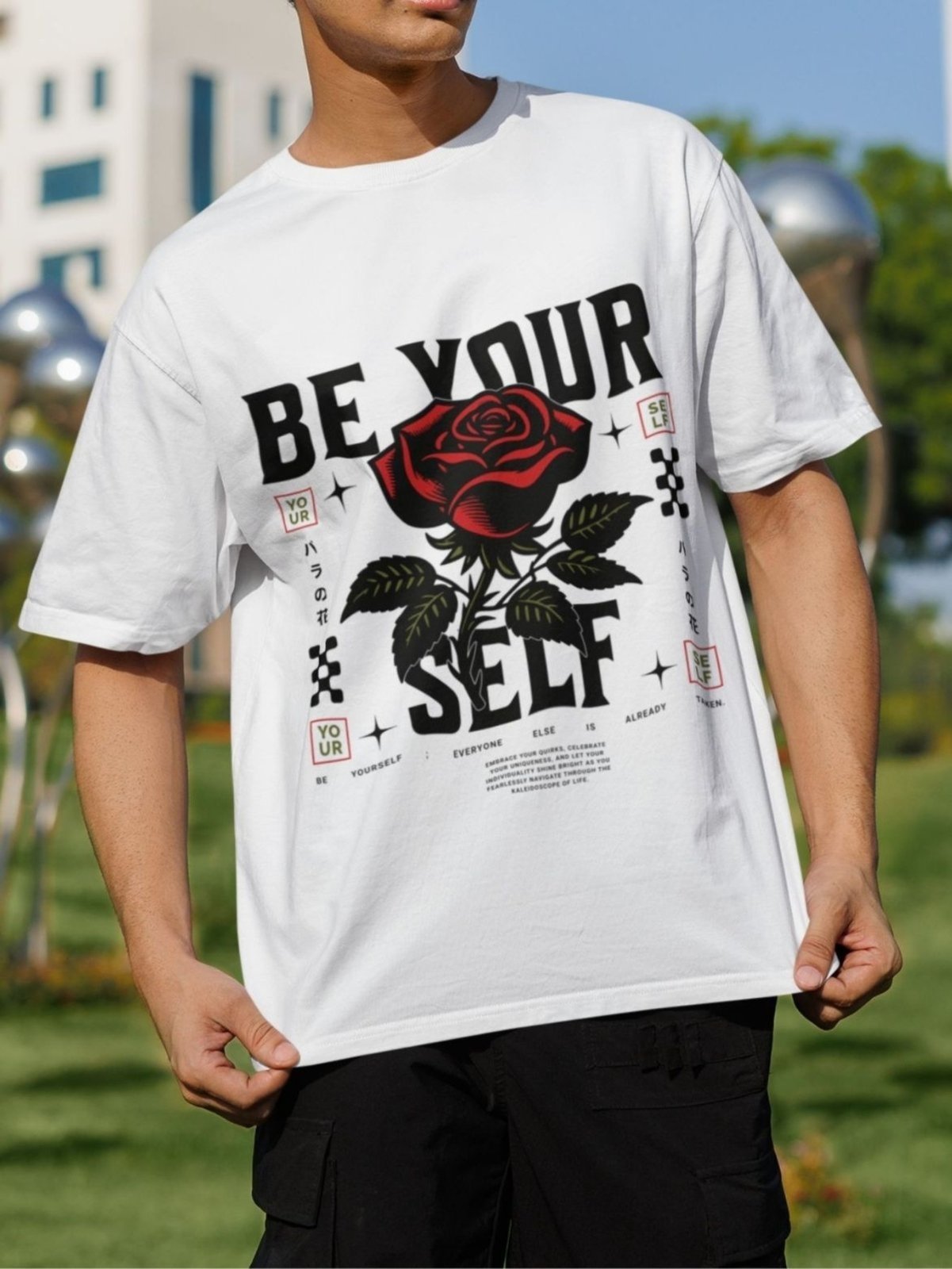 Camiseta Básica Unissex GuGi Flor Be Yourself Branco