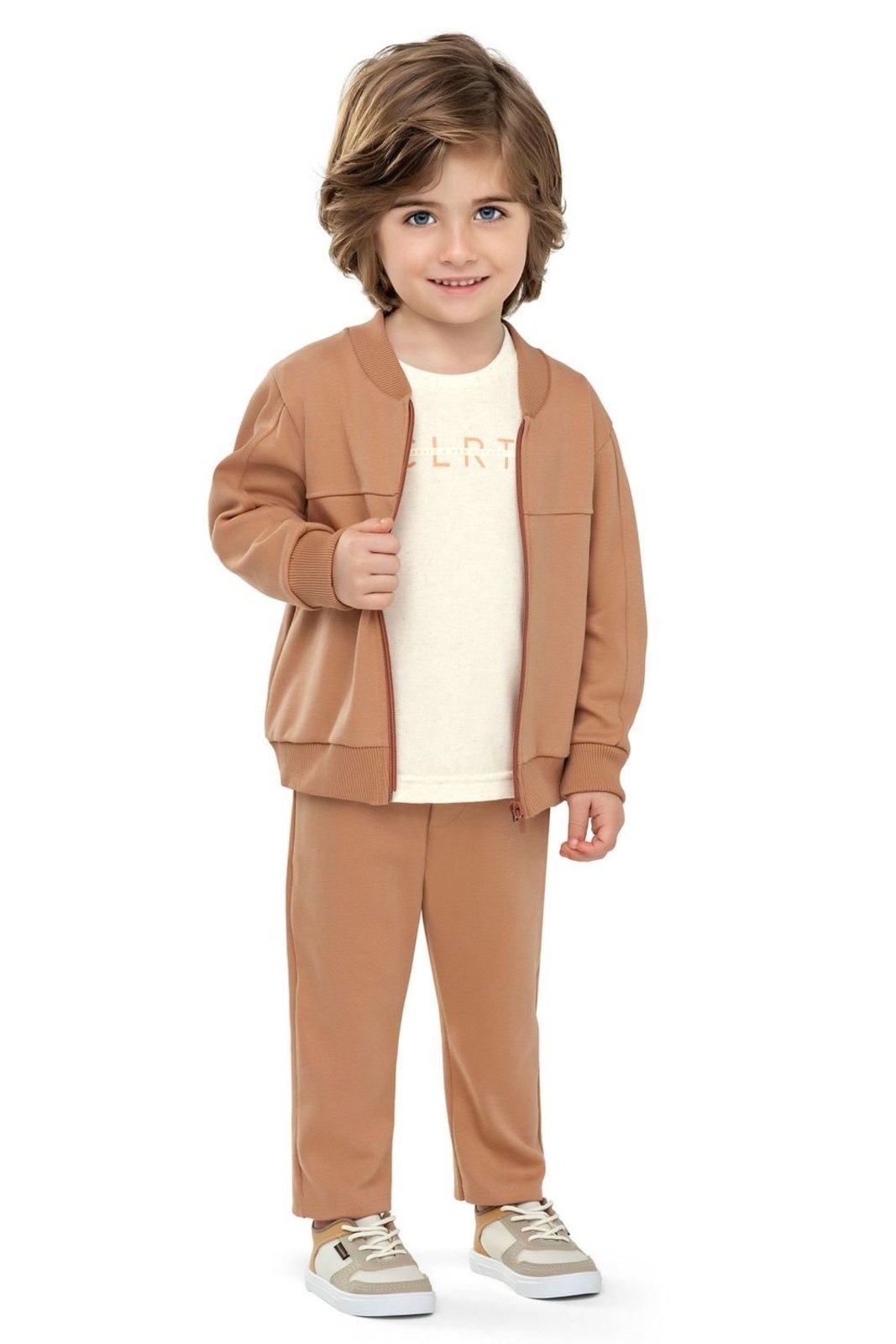 Infantil - Conjunto Menino Moletom Zíper Colorittá Marrom