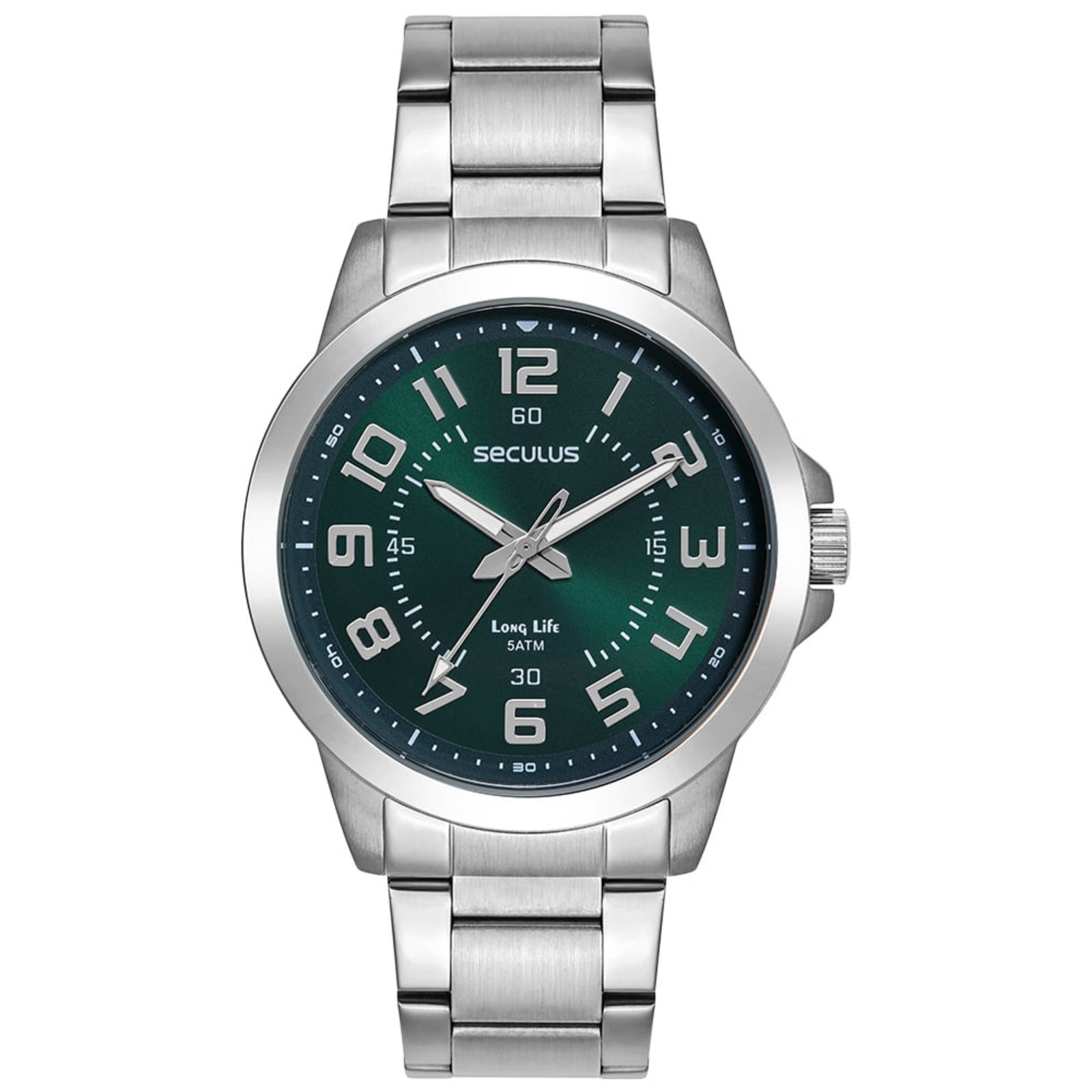 Vista 2 Relógio Masculino Seculus Casual Aço Mostrador Verde prata verde Seculus prata verde
