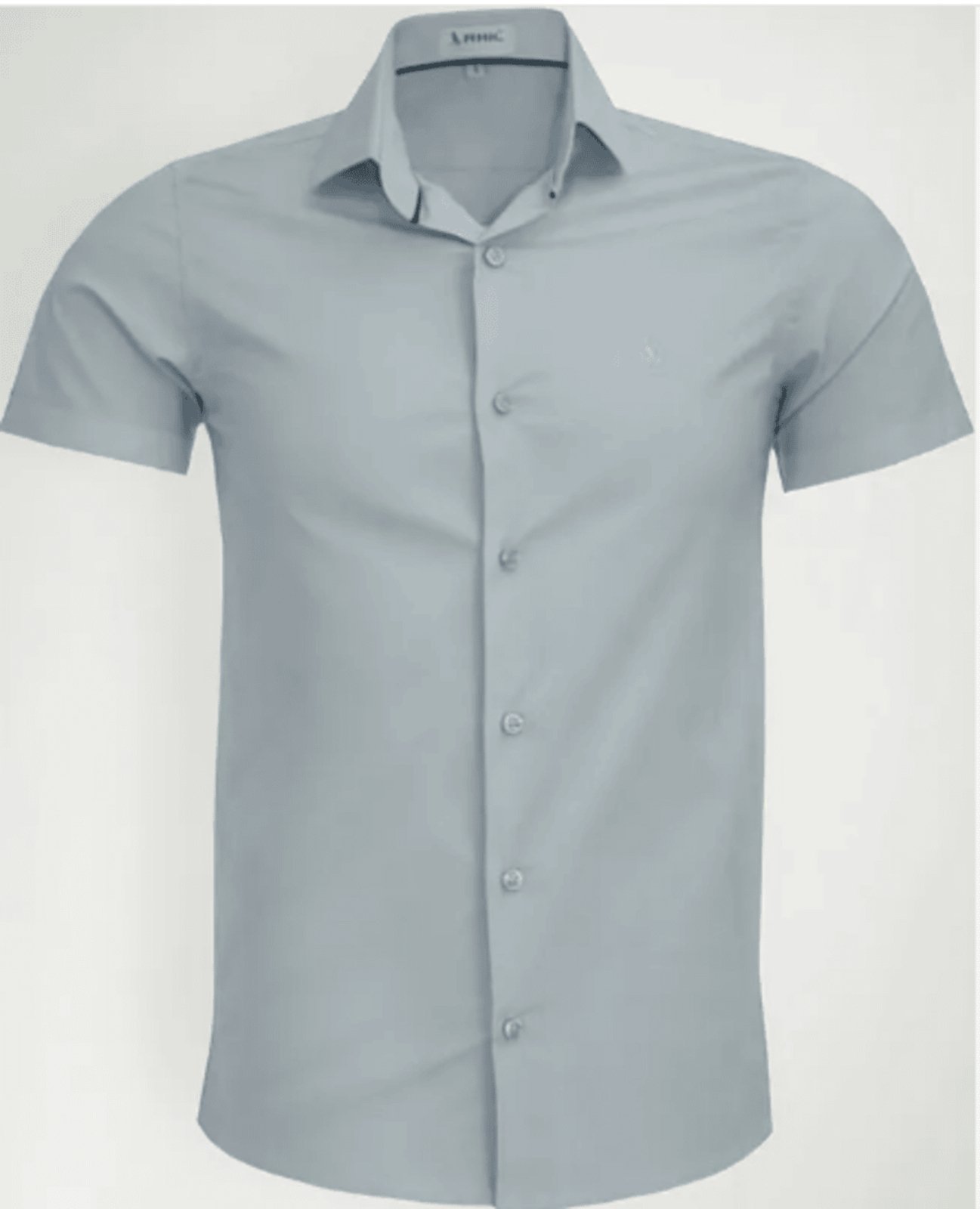 Camisa Social Amil Slim Com elastano Talks Macia Manga Curta Cor Prata