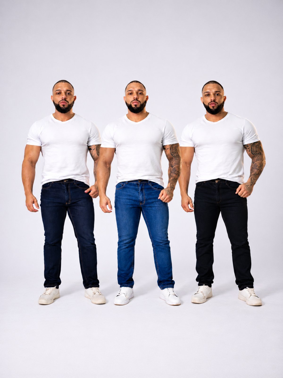 Kit 3 Calças Jeans Masculina Skinny Yellow Jeans Azul Escuro Azul Médio Preto