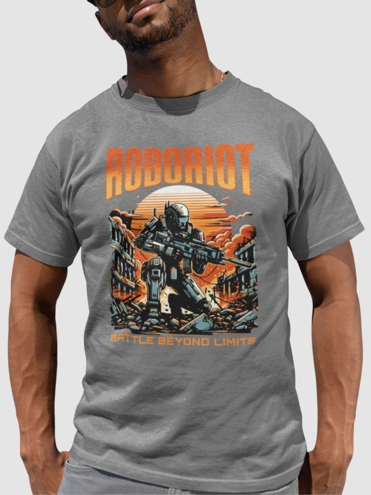 Camiseta Básica Masculina GuGi Roboriot Scifi Revolução Das Maquinas Exterminador Do Futuro Chumbo