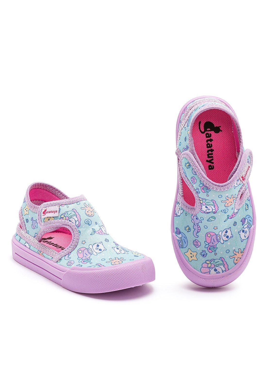 Infantil - Sandália Papete Menina Confortável Escolar Antiderrapante Azul Sereia MzKid