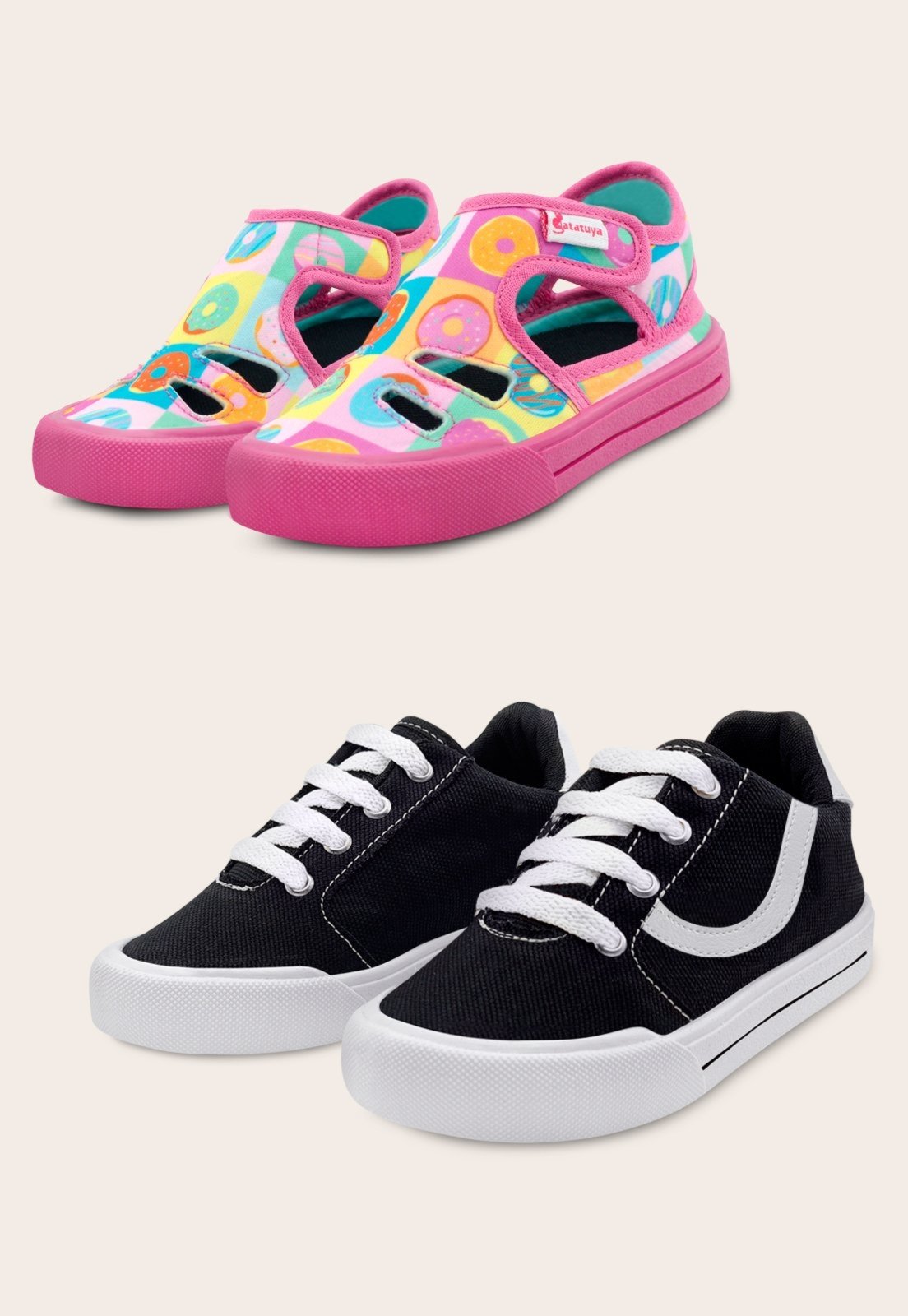 Infantil – Kit 2 Pares Sandália Papete Cupcake E Tênis Menina Casual Mzkid