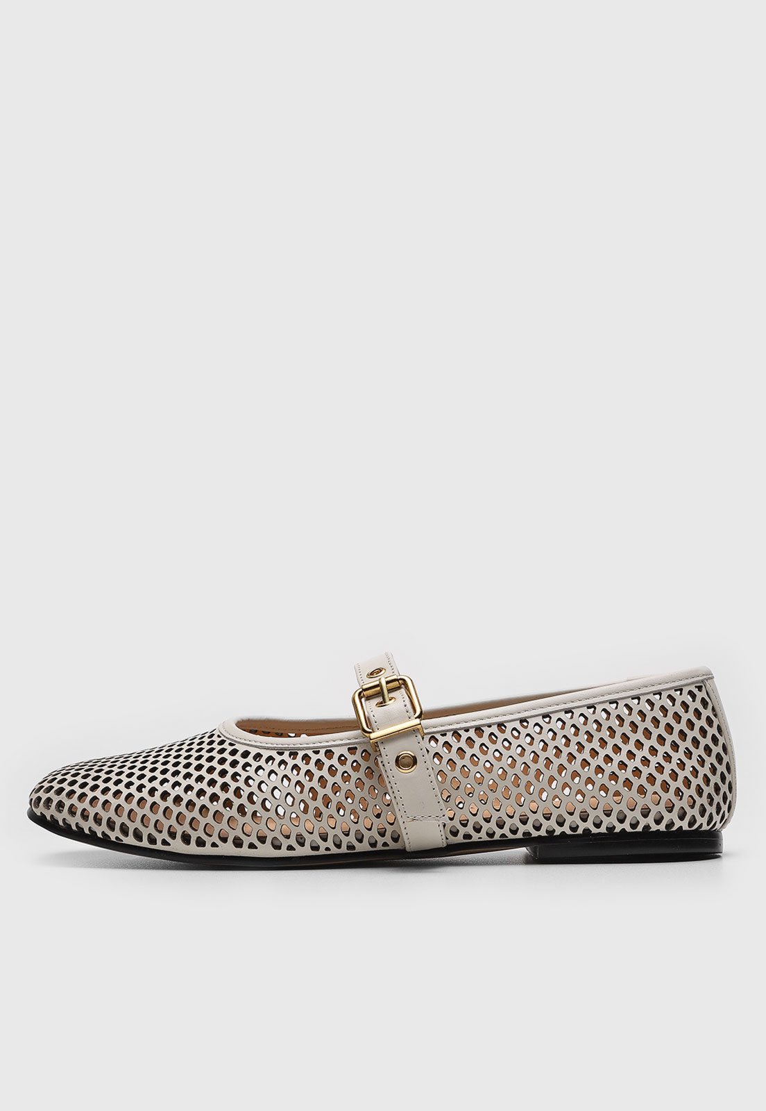 Vista 2 Sapatilha Mary Jane Luiza Barcelos Microfuros Off-White off-white white off-white white
