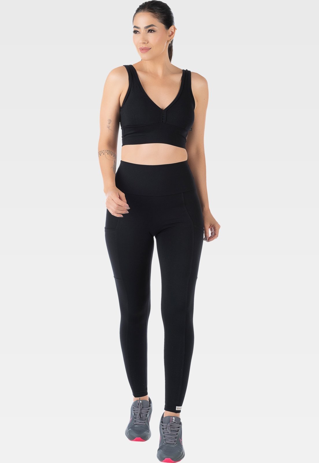Conjunto Fitness Suplex Top e Calça Summer Soul Preto