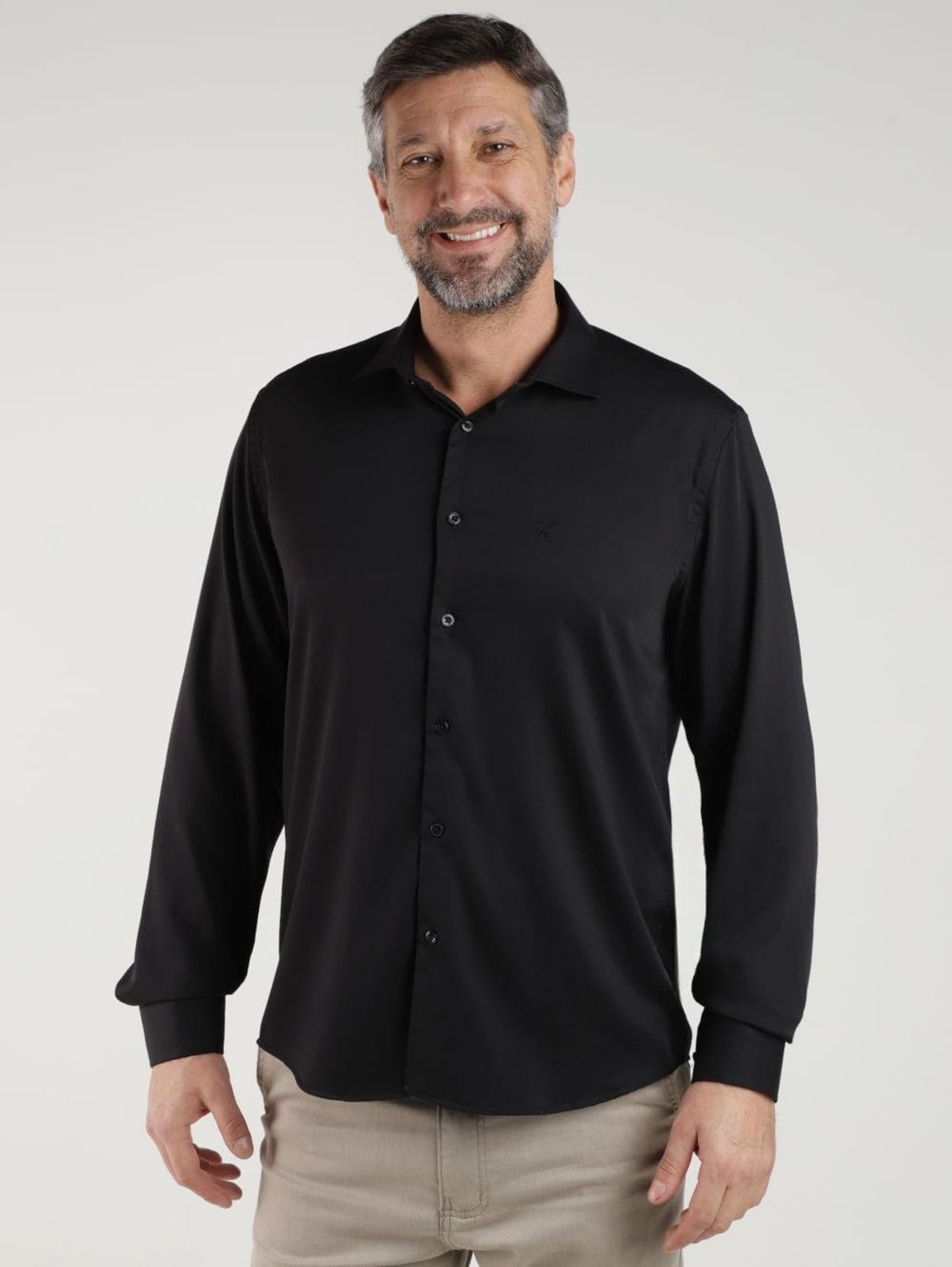 Camisa Slim Fibra de Bambu Eletrón Masculina PRETO
