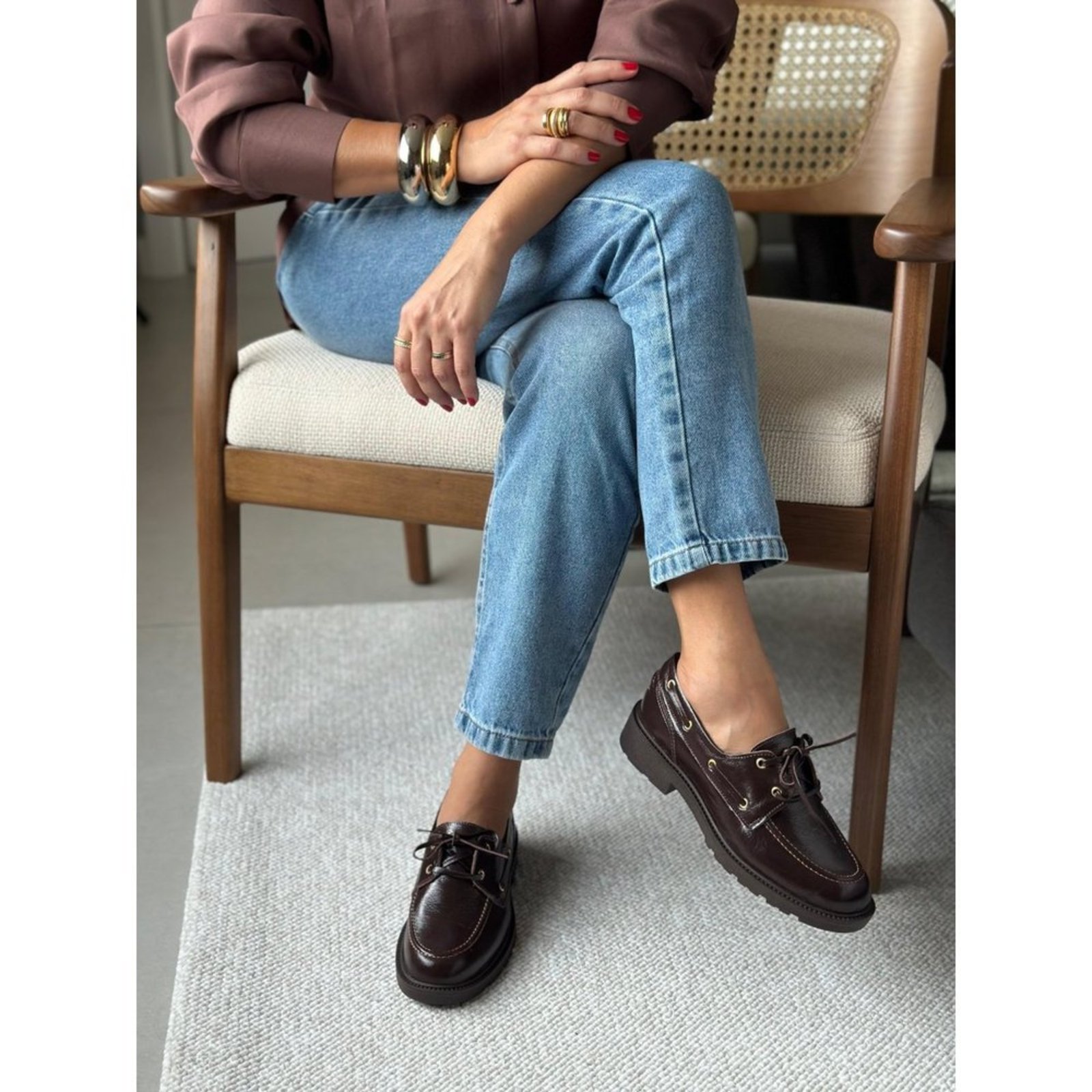Mocassim Oxford em Couro Stock Sandals Marrom