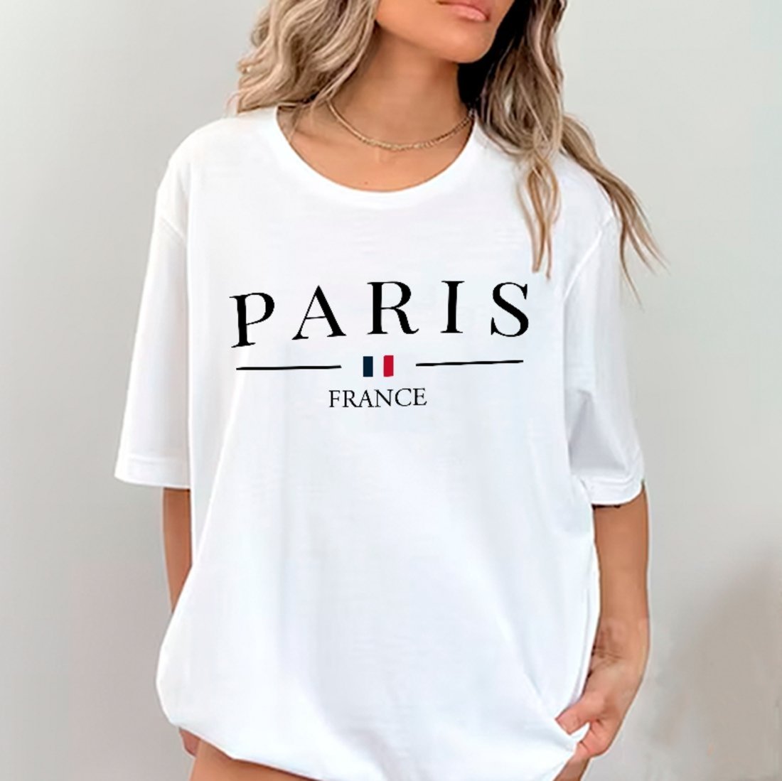Vista 3 Camiseta Oversized Paris Estilo Urbano Luxo Estética Algodão Premium ousy branco ousy branco