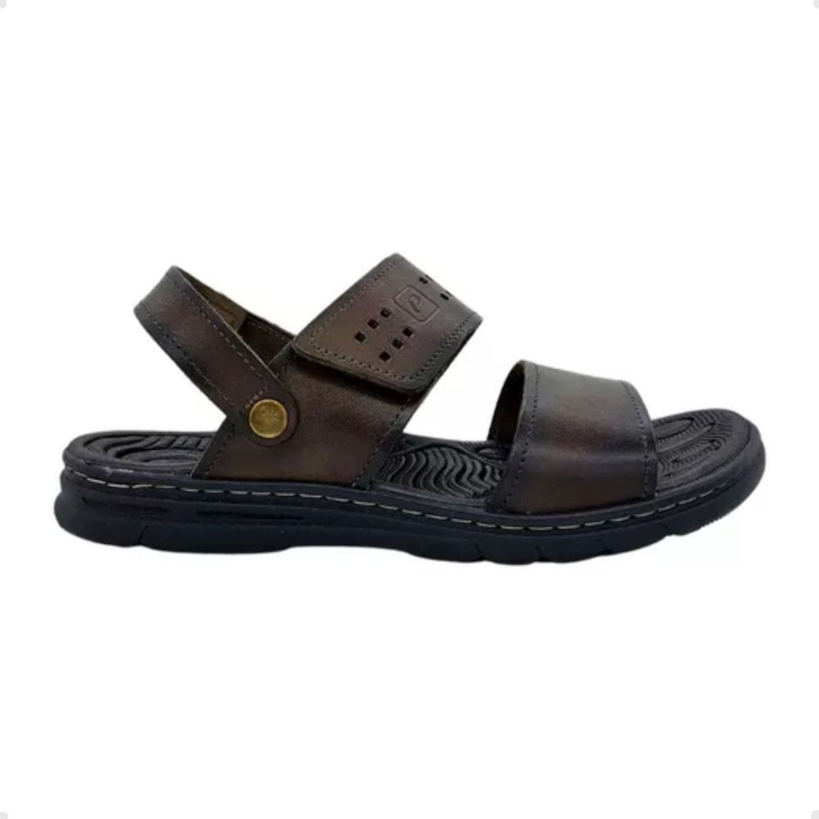 Vista 2 Sandália Masculina Em Couro Pegada Pinhão marrom PEGADA marrom