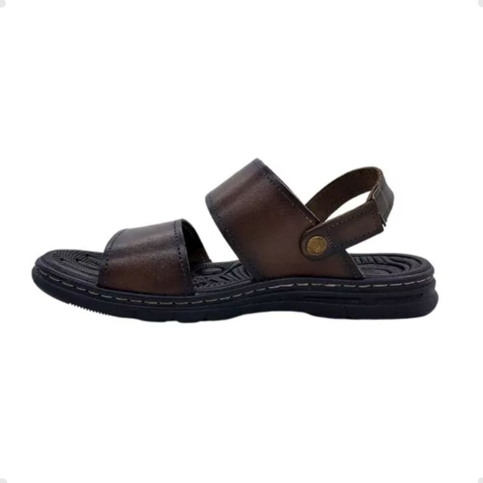 Vista 3 Sandália Masculina Em Couro Pegada Pinhão marrom PEGADA marrom