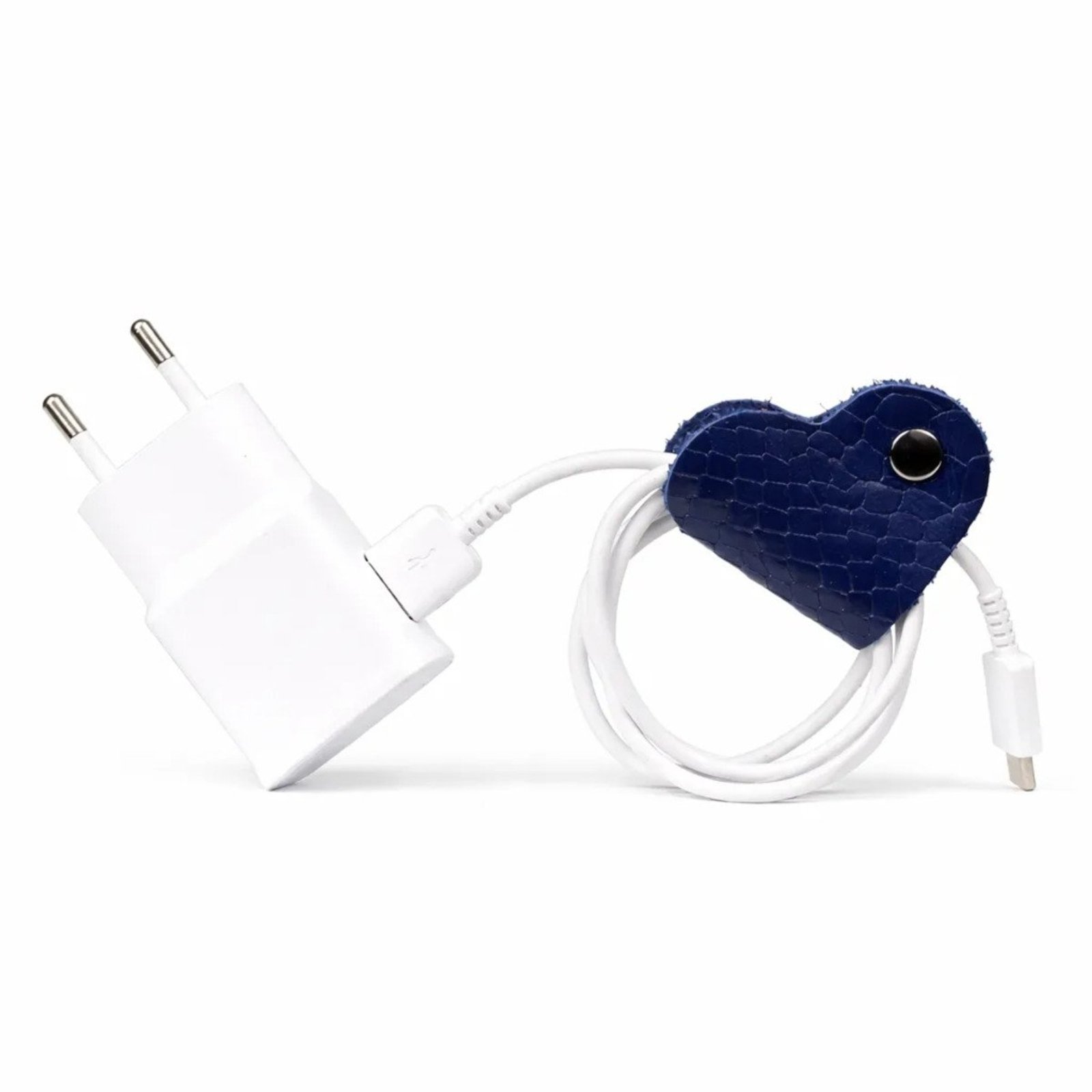 Organizador de Cabos em Couro Coração Artlux Kit com 3 Unidades K574 Azul