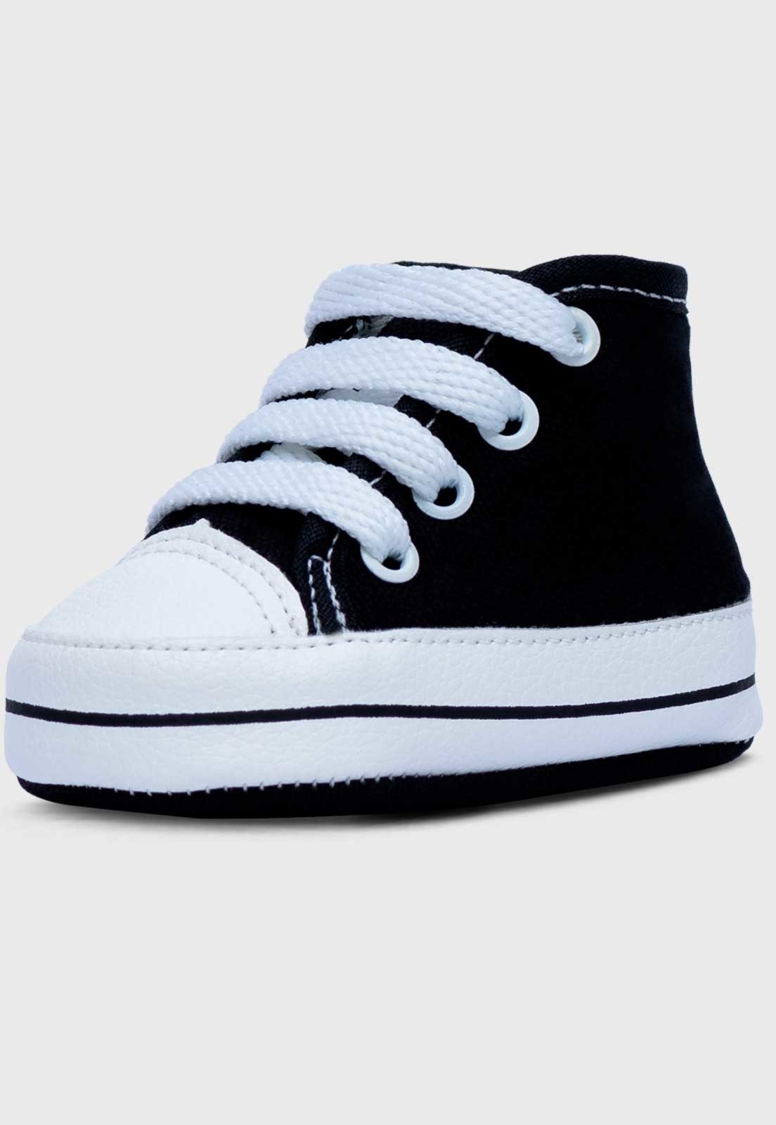 Vista 3 Infantil - Kit 2 Sapatinhos de Tênis Pópidi Star Cano Alto e branco/preto Pópidí branco/preto