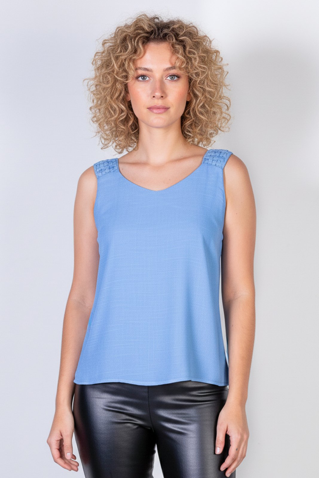 Regata Enluaze Feminina Viscose Com Detalhe Na Alça 51636 – Azul