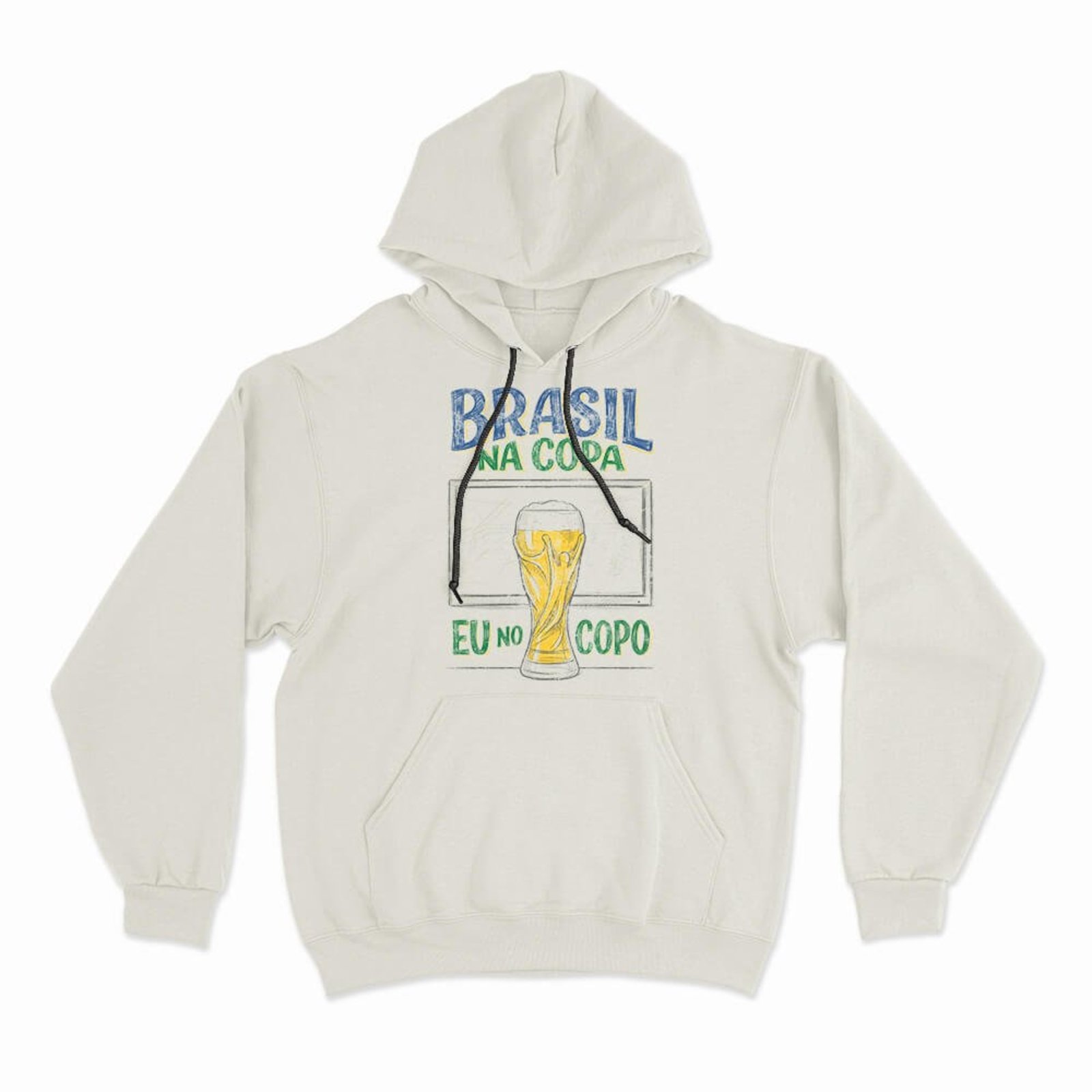 Moletom Com Capuz Brasil Na Copa Eu No Copo - Off White
