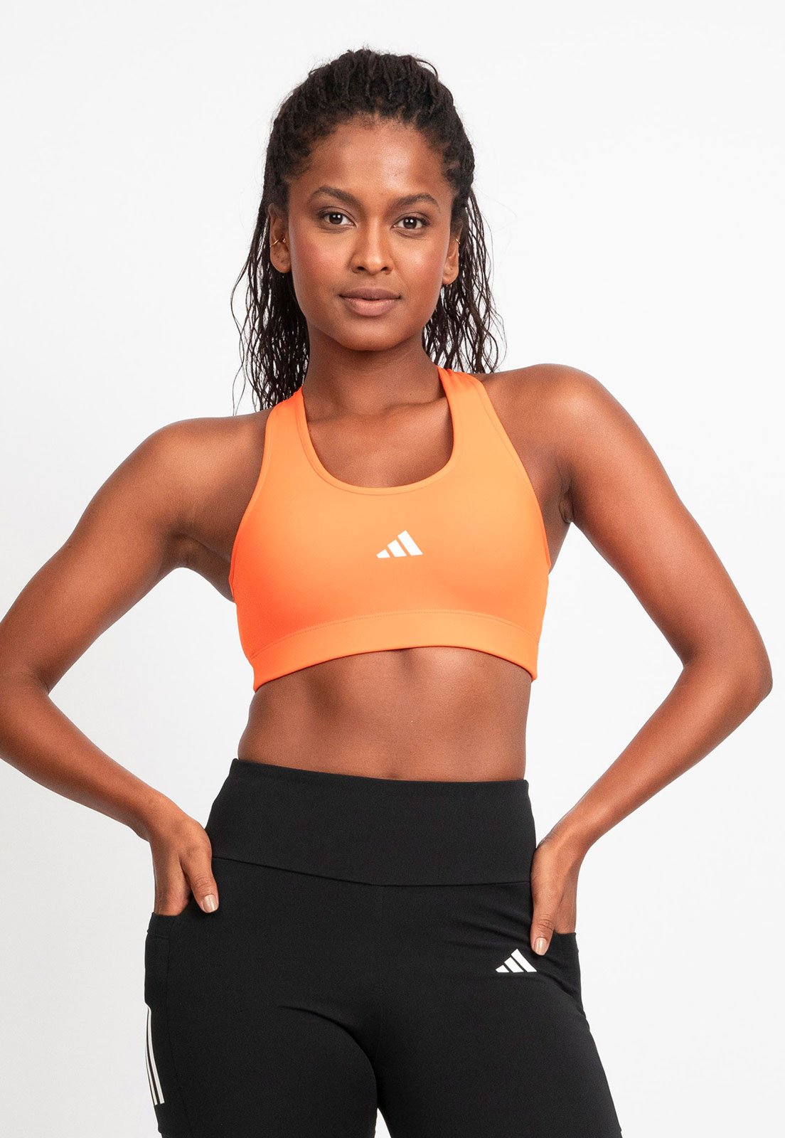 Top Feminino adidas Performance Suporte Médio Laranja