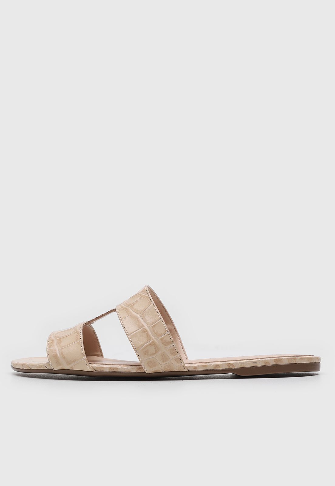 Rasteira Feminina Jorge Bischoff Tiras Croco Bege