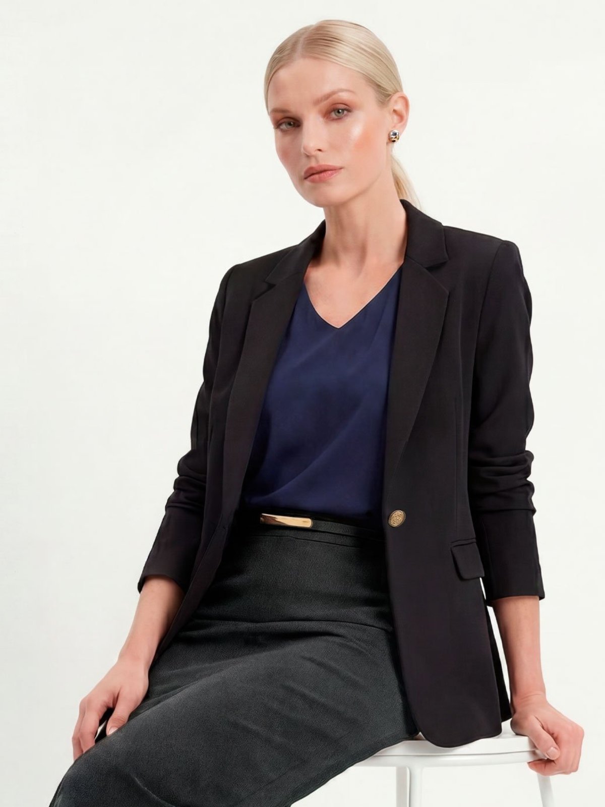 Blazer Preto Botão Único Cilene