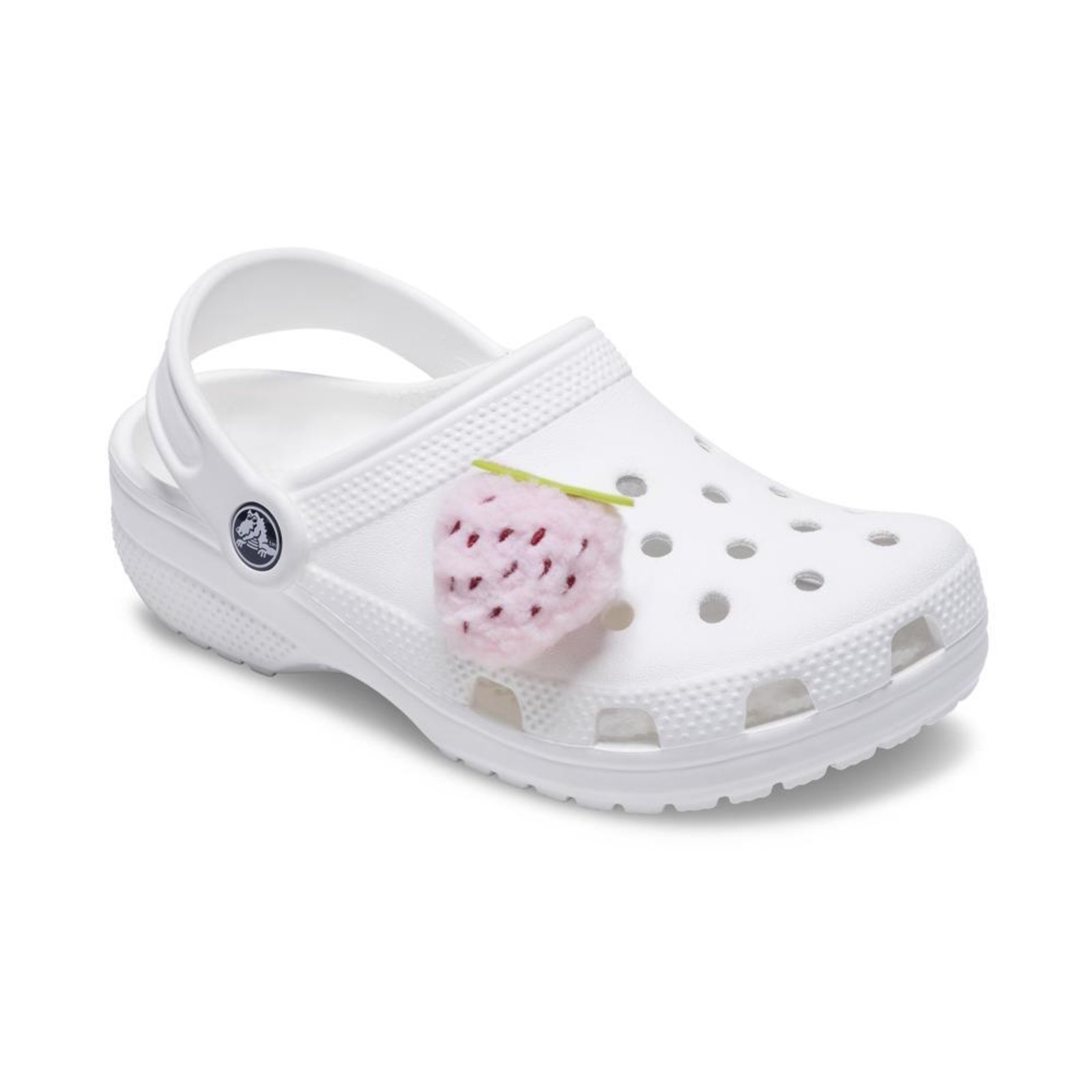 Vista 3 Infantil - Jibbitz™ Morango Rosa de Pelúcia Branco Crocs branco rosa