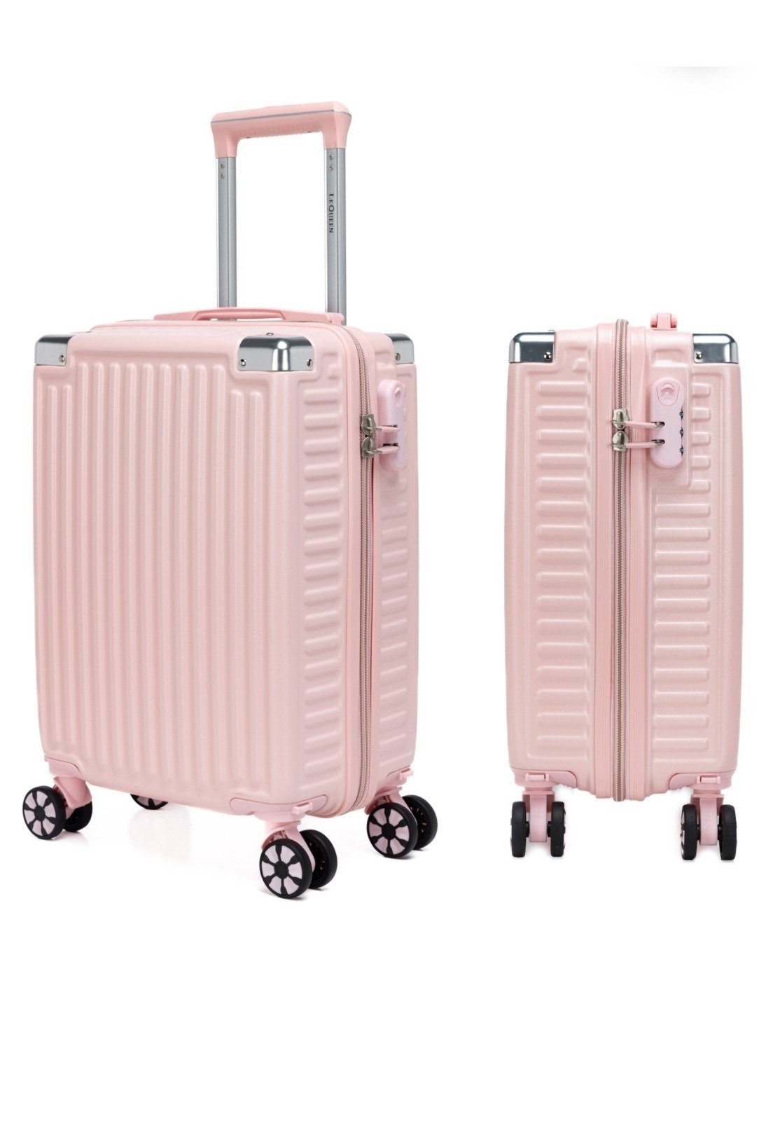 Vista 3 Infantil - Mala De Bordo Viagem Lequeen Resistente Rodinhas Cinza/Rosa cinza rosa Lequeen cinza rosa