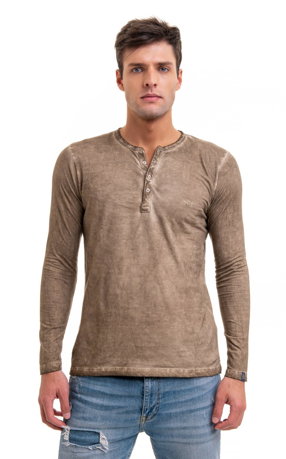 Camiseta henley Aburguesia Slim Fit Bege