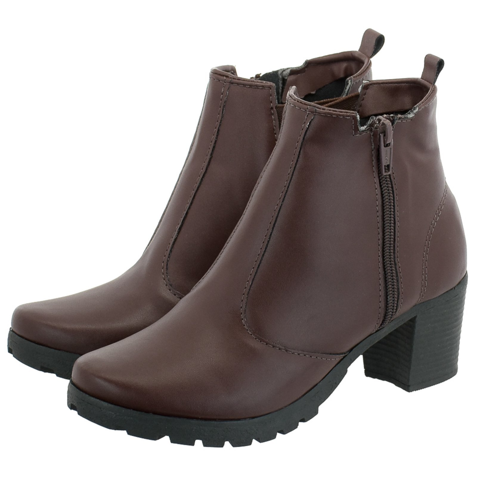 Bota Coturno Cano Curto Salto Medio Grosso Café